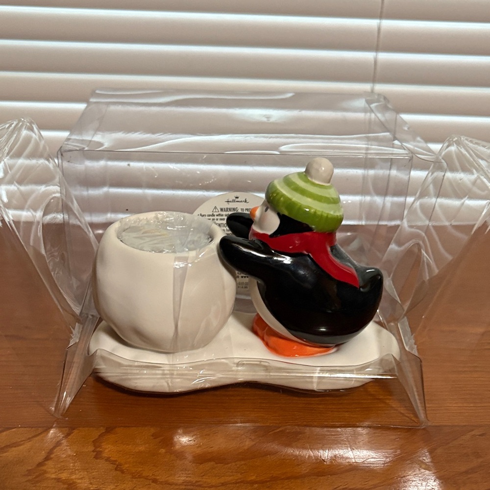 Hallmark Penguin Tealight Holder - Black, White, Green, Red, Orange